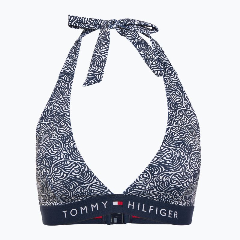 Tommy Hilfiger Halter Rp Print swimsuit top illustrated wave dark night navy
