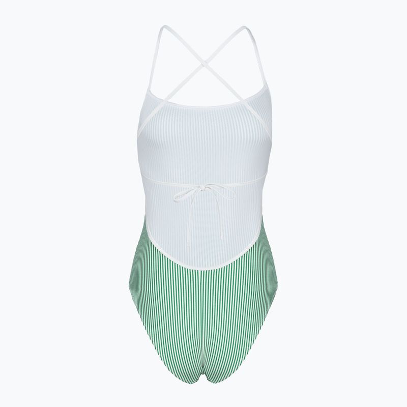 Women's Tommy Hilfiger Straight One Piece seersucker swimsuit radiant green/white 2