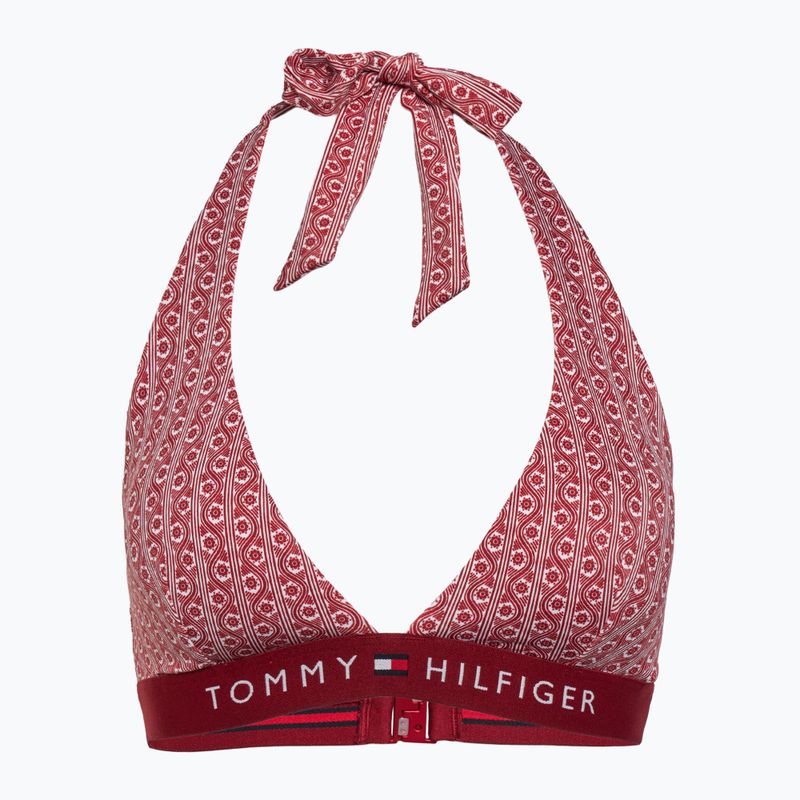 Tommy Hilfiger Halter Rp Print floral stripe swimsuit top regatta red