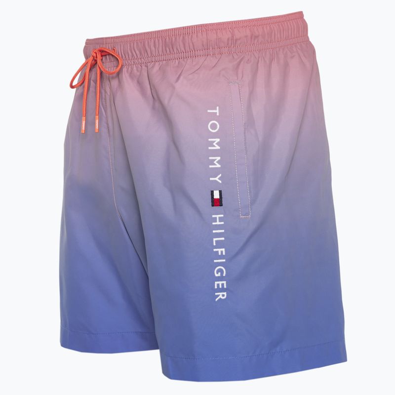 Tommy Hilfiger men's Medium Drawstring Print ombre coral blossom/blue spell swim shorts 3