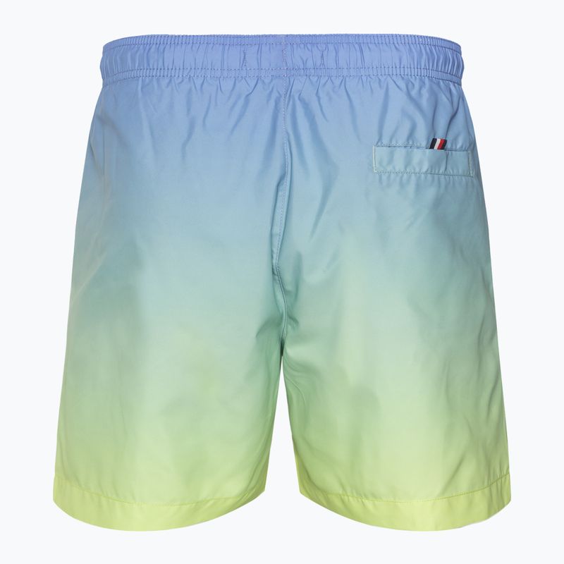 Tommy Hilfiger men's Medium Drawstring Print ombre blue spell/yellow tulip swim shorts 2