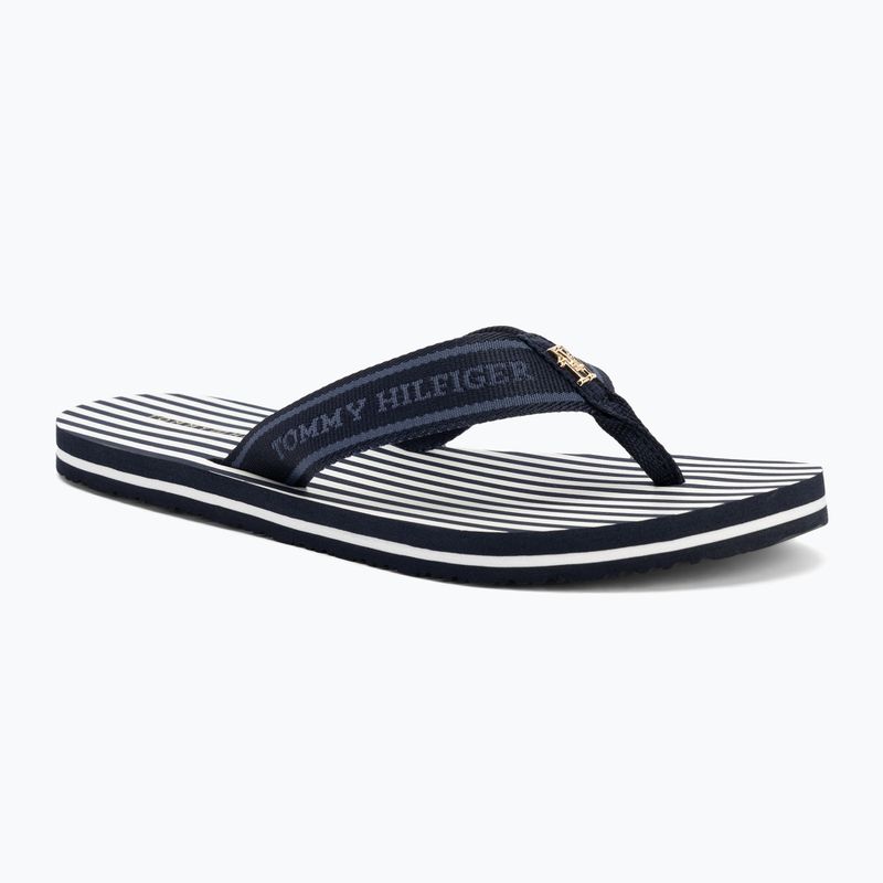 Tommy Hilfiger women's flip flops Stripes Beach Sandal space blue