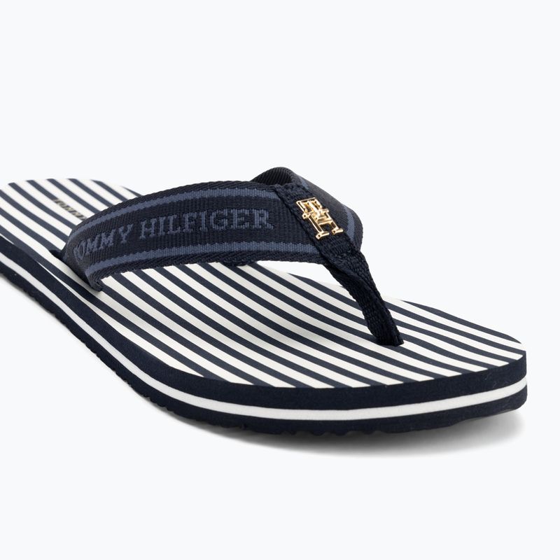 Tommy Hilfiger women's flip flops Stripes Beach Sandal space blue 7