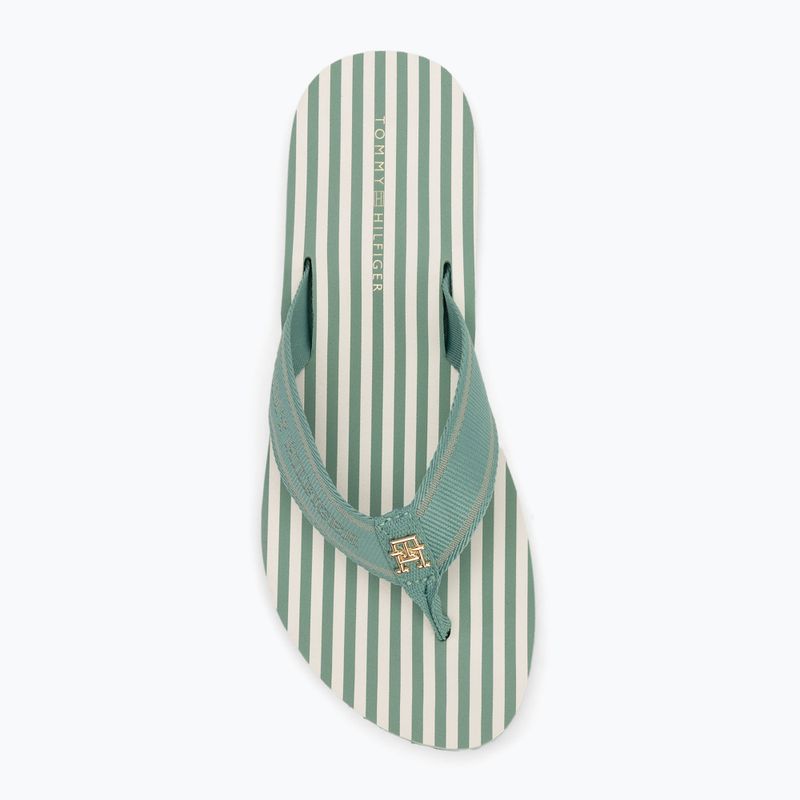 Tommy Hilfiger women's Stripes Beach Sandal flip flops charming green 5
