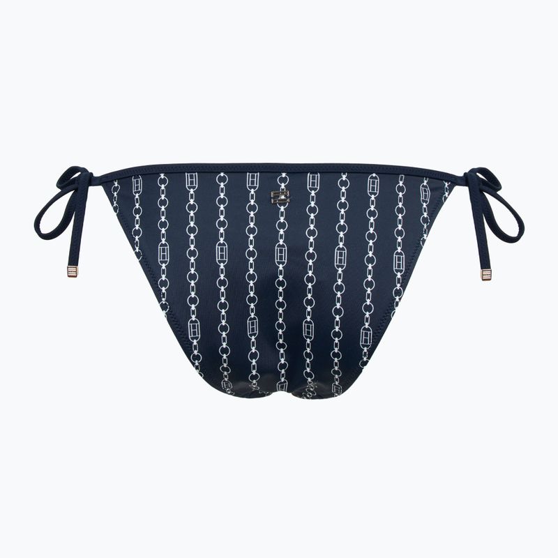 Tommy Hilfiger Cheeky String Swimsuit Bottom Side Tie Print flag chain dark night navy 2