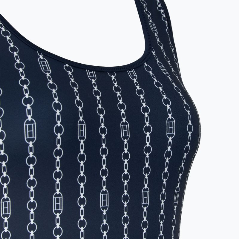 Tommy Hilfiger women's one piece swimsuit One Piece Print (Ext) flag chain dark night navy 3