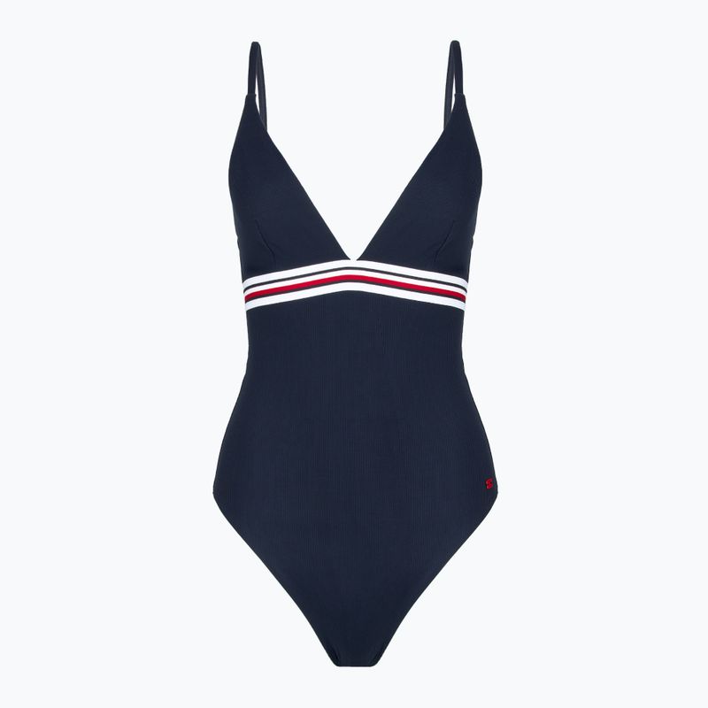 Tommy Hilfiger women's Triangle One Piece Rp Ext swimsuit dark night navy