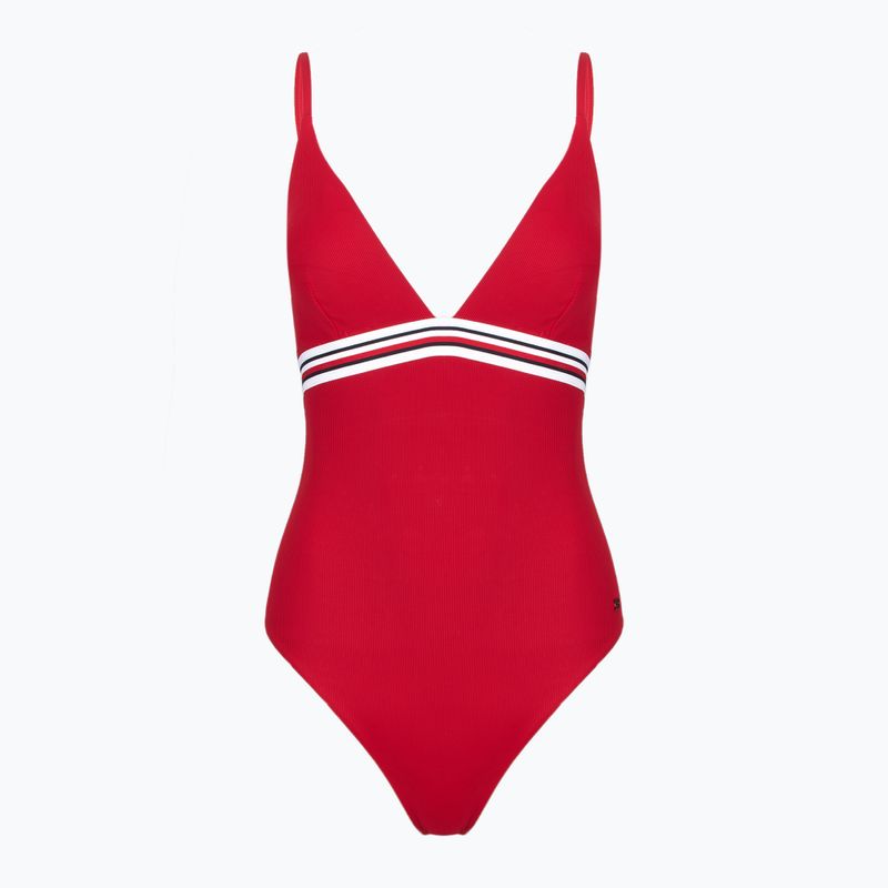 Tommy Hilfiger women's one piece swimsuit Triangle One Piece Rp Ext primary red