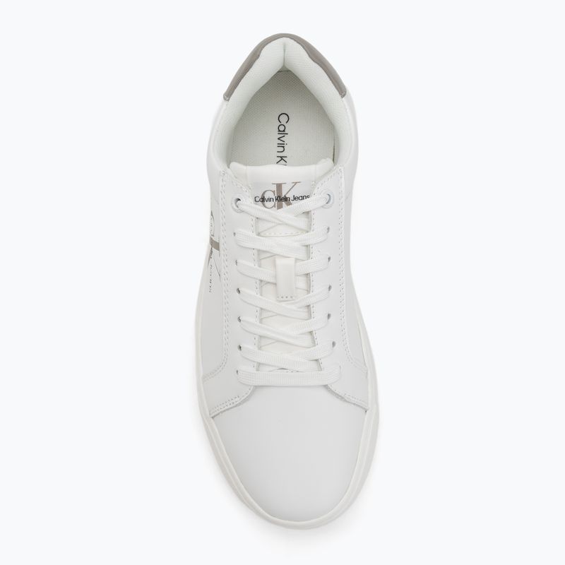 Calvin Klein men's shoes YM0YM00681 Chunky Cupsole Monologo Lth triple bright white/rock ridge 5