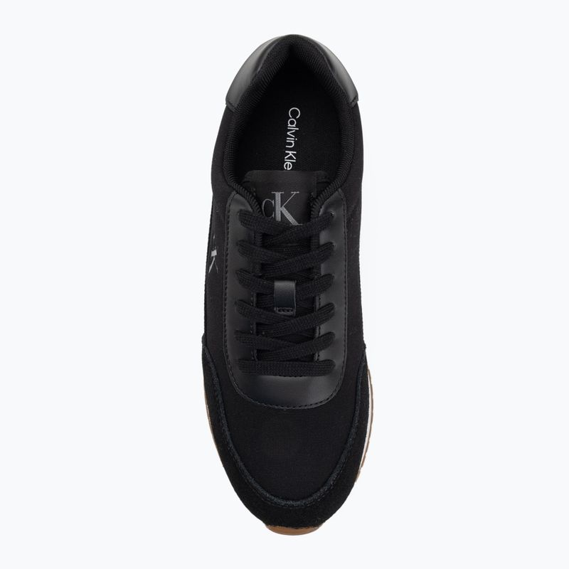 Calvin Klein women's shoes YW0YW01888 Retro Runner Low Laceup Canvas black/bright white 5