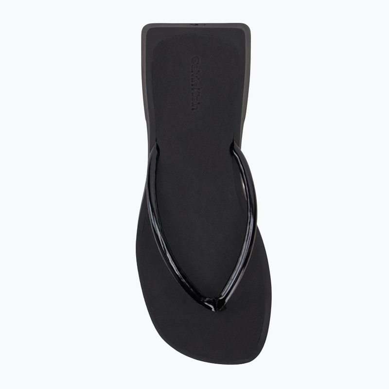 Women's Calvin Klein YW0YW01716 Sq Low Wedge Sandal Stitch triple black flip flops 5