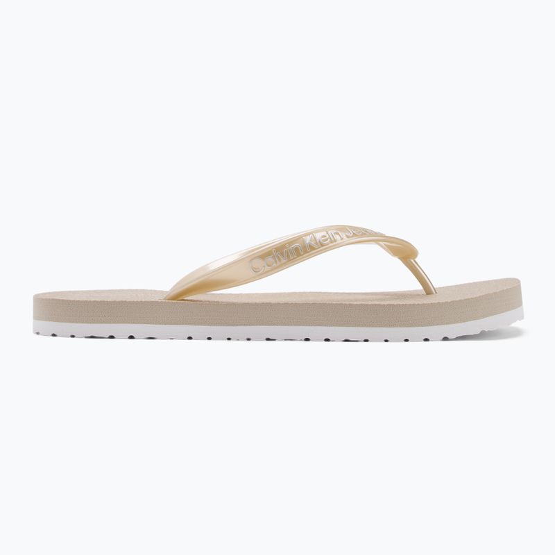 Calvin Klein women's flip flops YW0YW01720 Thong+ Tpu Metallic eggshell/bright white 2
