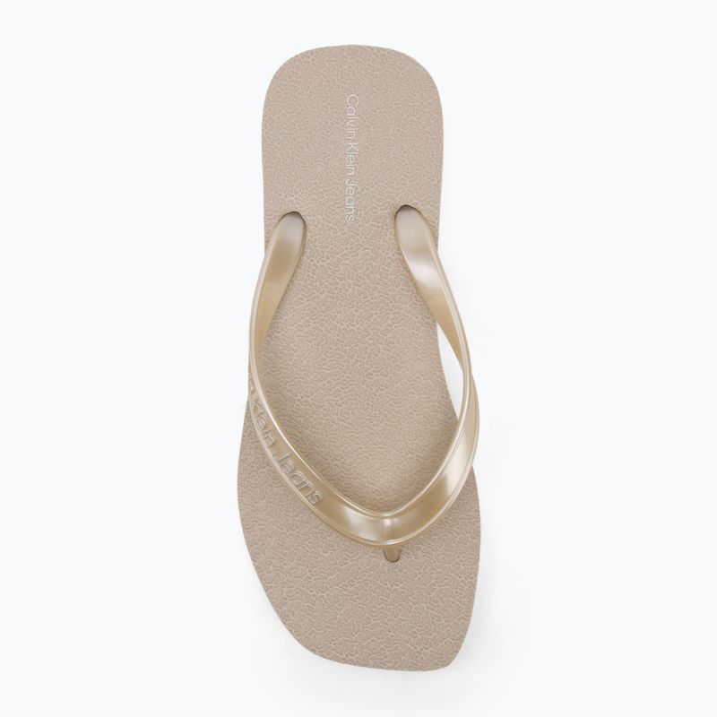 Calvin Klein women's flip flops YW0YW01720 Thong+ Tpu Metallic eggshell/bright white 5