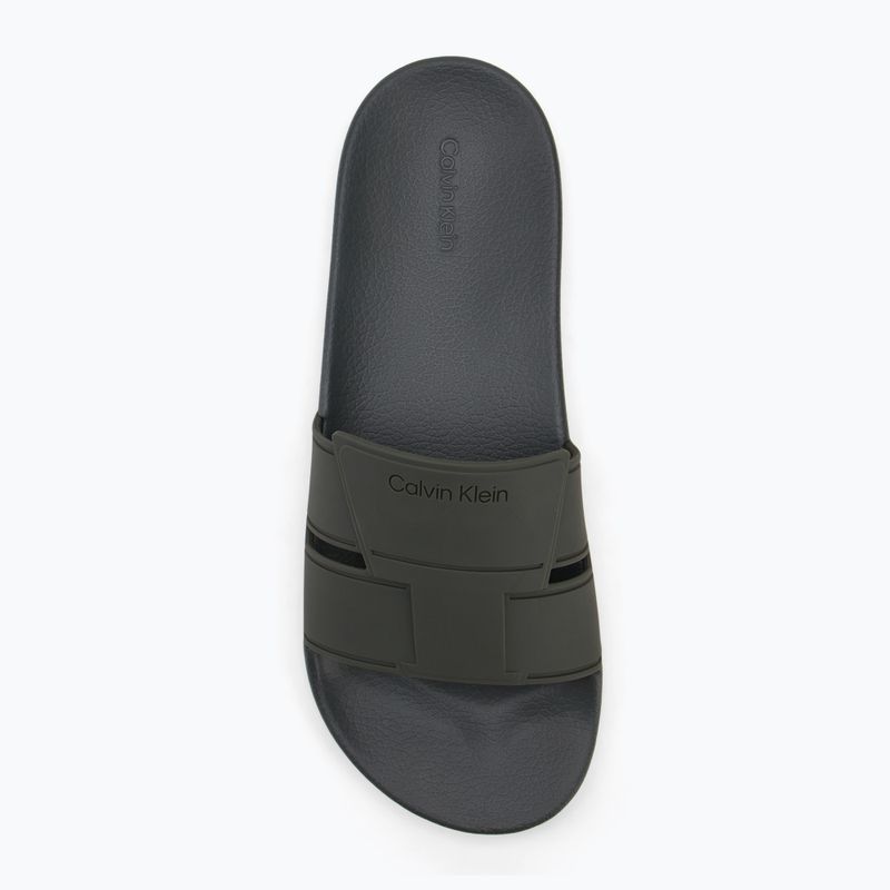 Calvin Klein men's flip-flops HM0HM01752 Pool Slide Double T dark olive 5