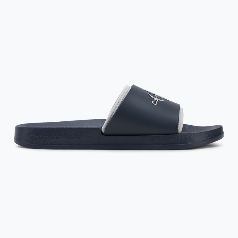 Men's Calvin Klein YM0YM00361 Slide Rubber Neoprene Monologo navy/oyster mushroom flip-flops 2