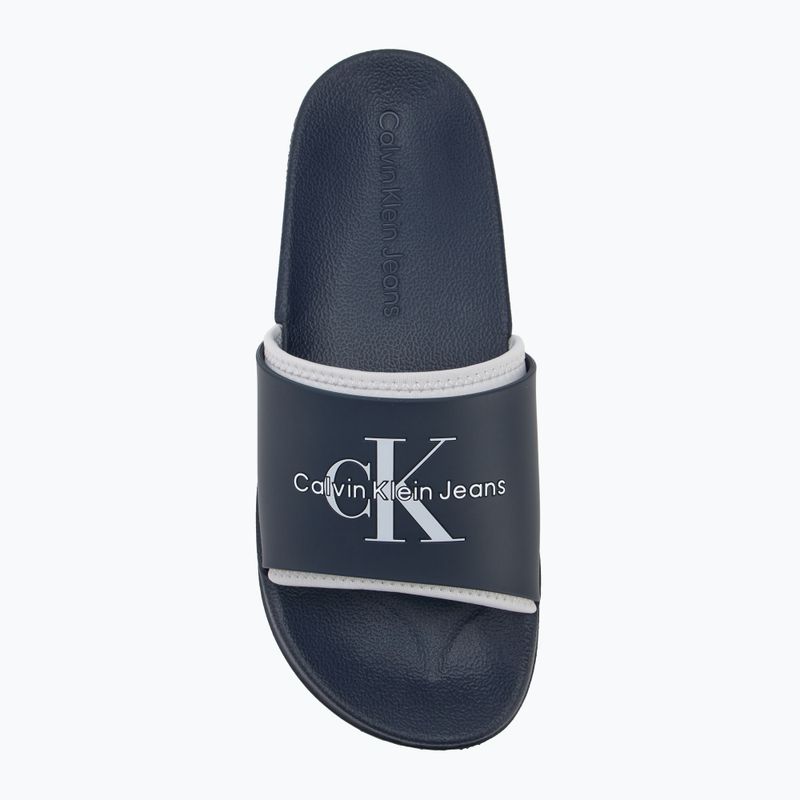 Men's Calvin Klein YM0YM00361 Slide Rubber Neoprene Monologo navy/oyster mushroom flip-flops 5