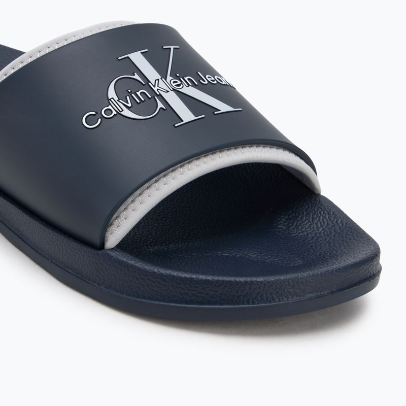 Men's Calvin Klein YM0YM00361 Slide Rubber Neoprene Monologo navy/oyster mushroom flip-flops 7