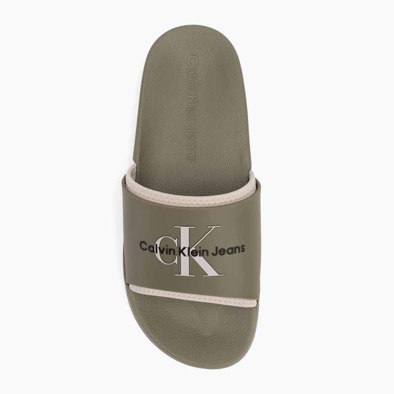 Men's Calvin Klein YM0YM00361 Slide Rubber Neoprene Monologo mermaid/eggshell flip-flops 5