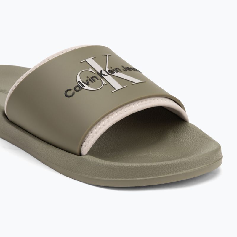 Men's Calvin Klein YM0YM00361 Slide Rubber Neoprene Monologo mermaid/eggshell flip-flops 7