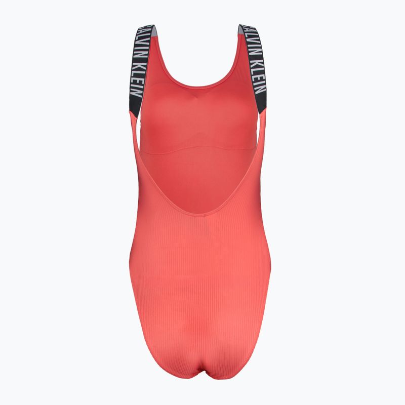 Women's one-piece swimsuit Calvin Klein KW0KW02754 Intense Power Rib Scoop Back One Piece-RP dazzling coral 2
