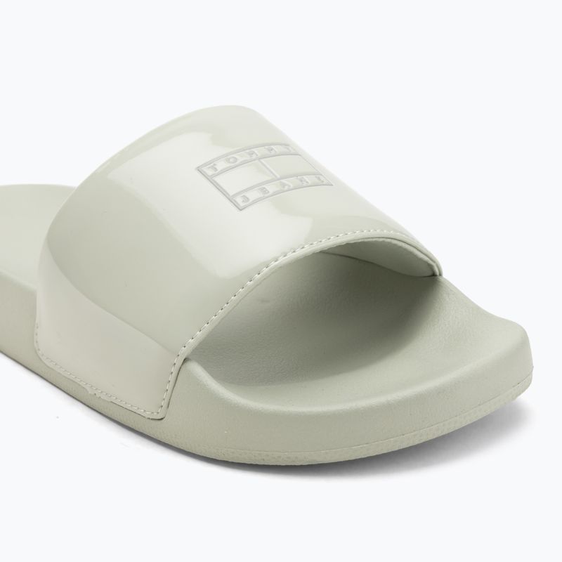 Tommy Hilfiger women's Flag Pool Slide Patent misty sage flip-flops 7