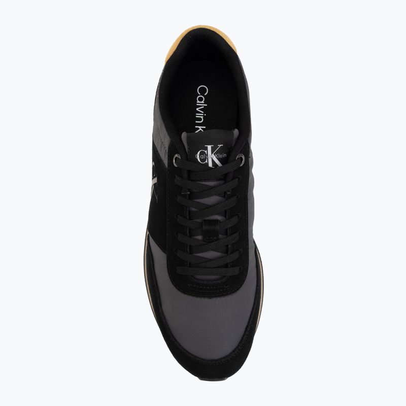 Men's shoes Calvin Klein HM0HM02212 Retro Runner Bans Leather Suede black/iron gate/amber gold 5