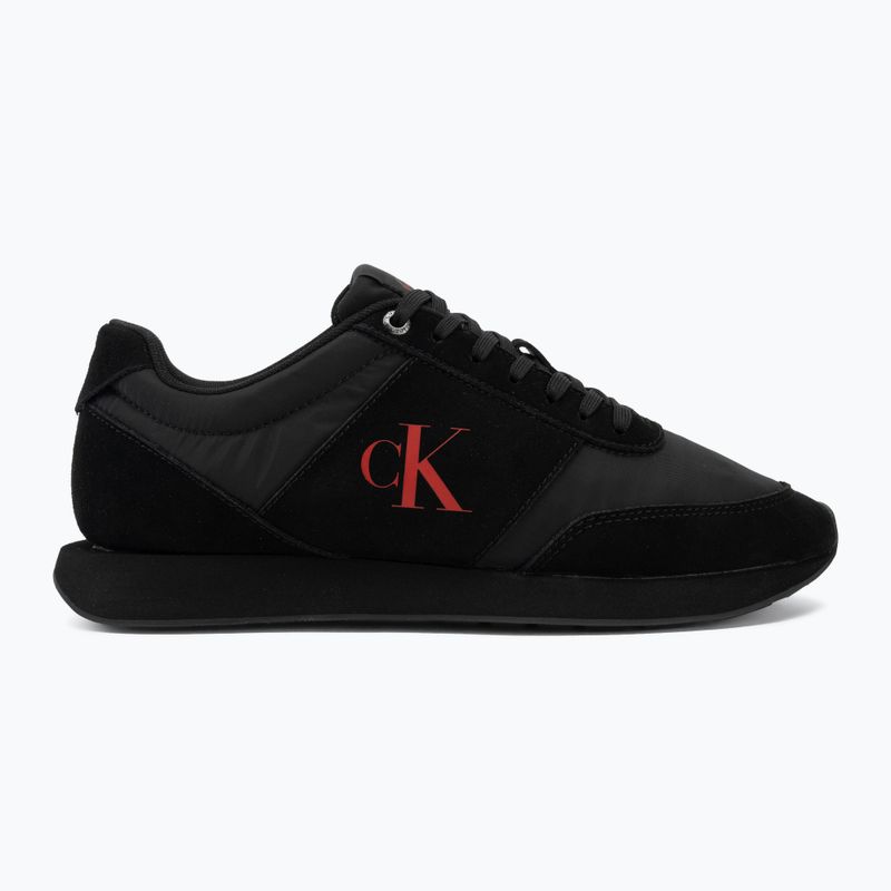 Men's shoes Calvin Klein HM0HM02212 Retro Runner Bans Leather Suede triple black/adrenaline rush 2