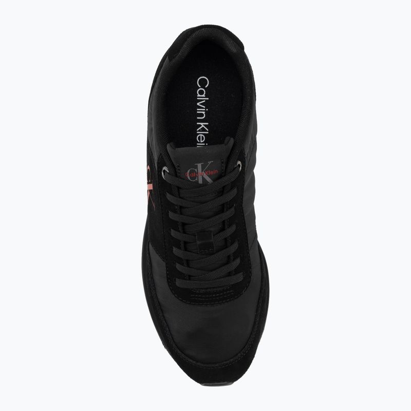Men's shoes Calvin Klein HM0HM02212 Retro Runner Bans Leather Suede triple black/adrenaline rush 5