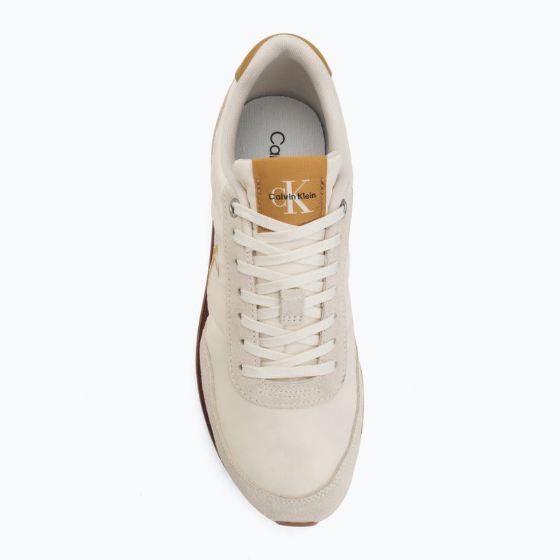 Men's shoes Calvin Klein YM0YM01361 Retro Runner Ess Mix Mat white swan/tofu/amber gold 5