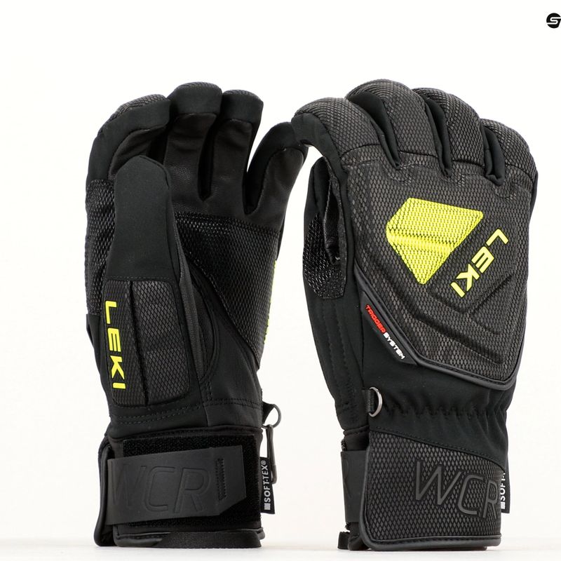 Men's Ski Gloves LEKI WCR C-Tech 3D black ice/lemon 9