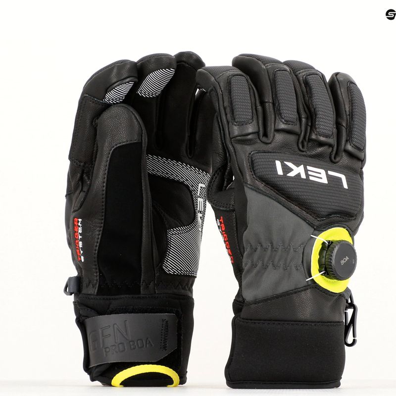 LEKI Griffin Tune 3D Boa men's ski glove black/graphite/ice lemon 9