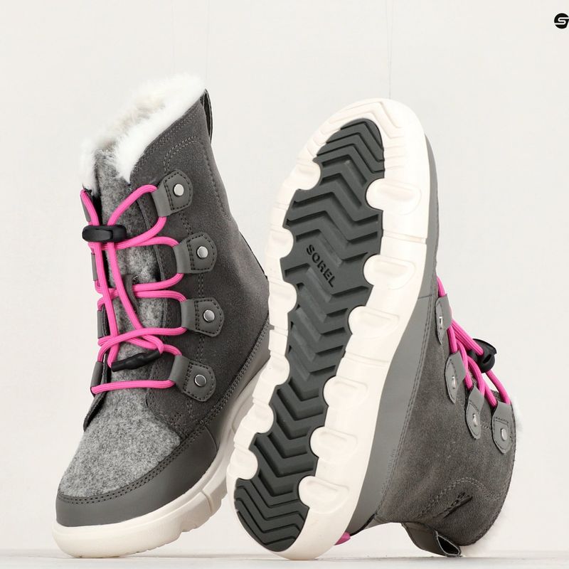 Sorel Sorel Explorer Lace quarry/bright lavender junior snow boots 16