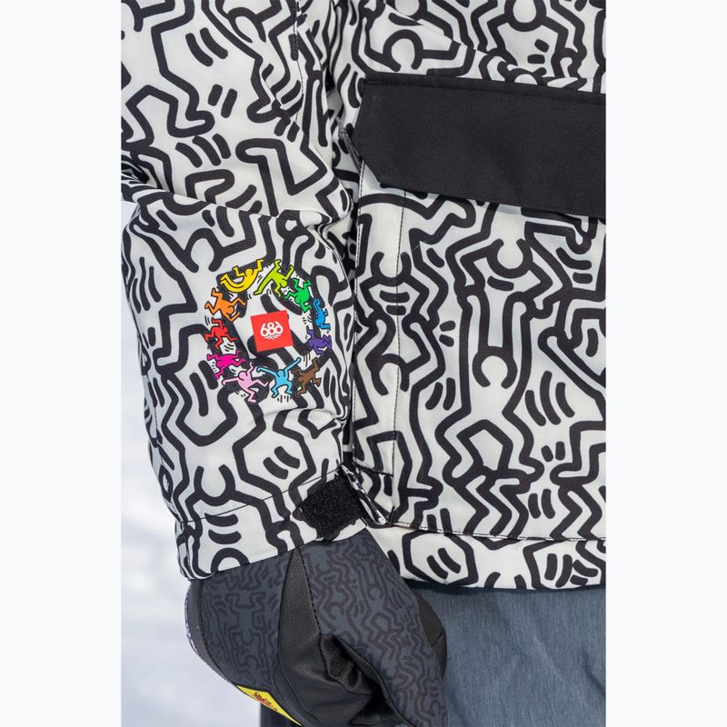 Men's 686 Spectra Insulated keith haring white colourblock snowboard jacket 3