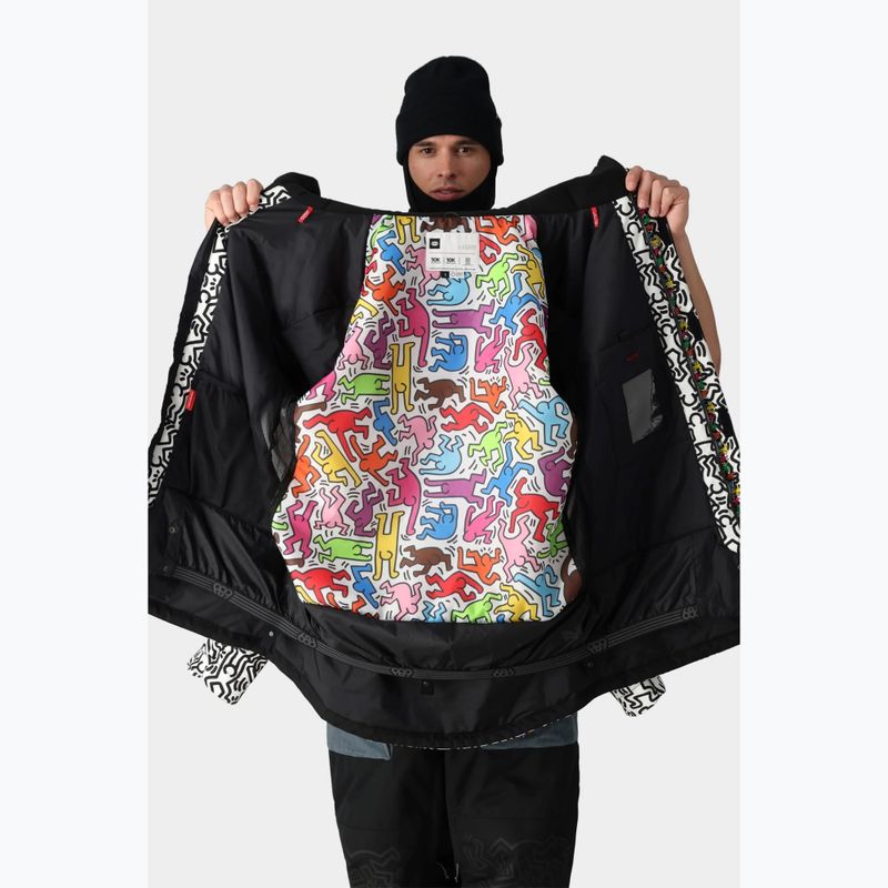 Men's 686 Spectra Insulated keith haring white colourblock snowboard jacket 4
