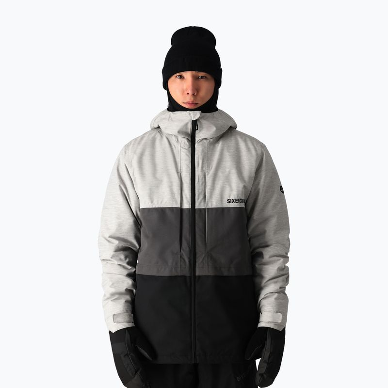 Men's 686 Smarty 3-in-1 Form white heather colourblock snowboard jacket