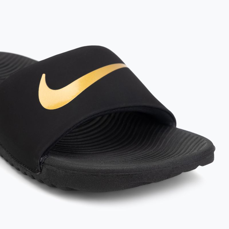 Children's slides Nike Kawa black/metallic gold 7