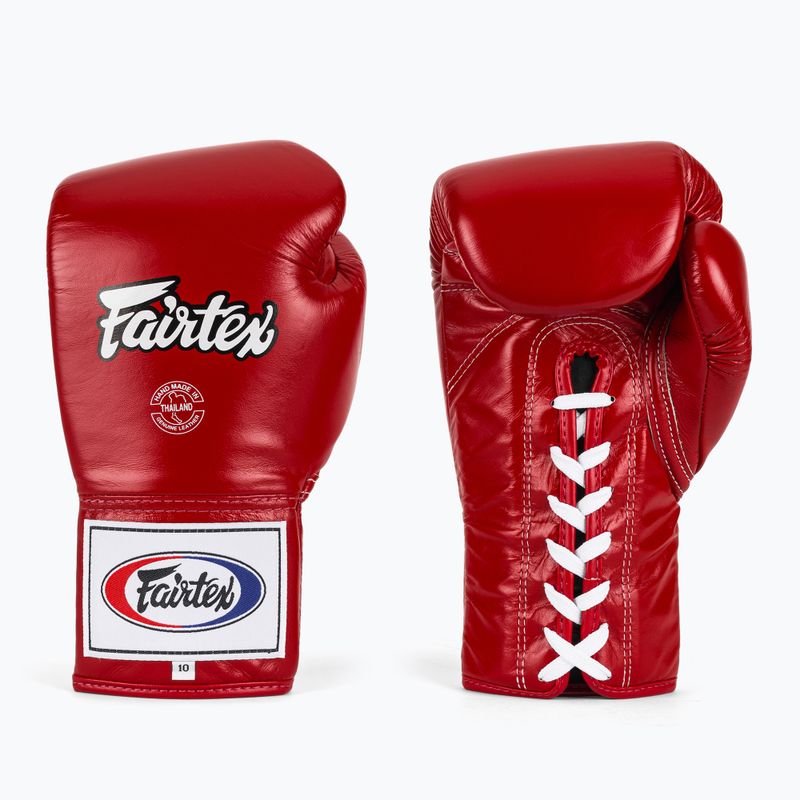 Fairtex Pro Competition Boxing Gloves Locked Thumb Leather red