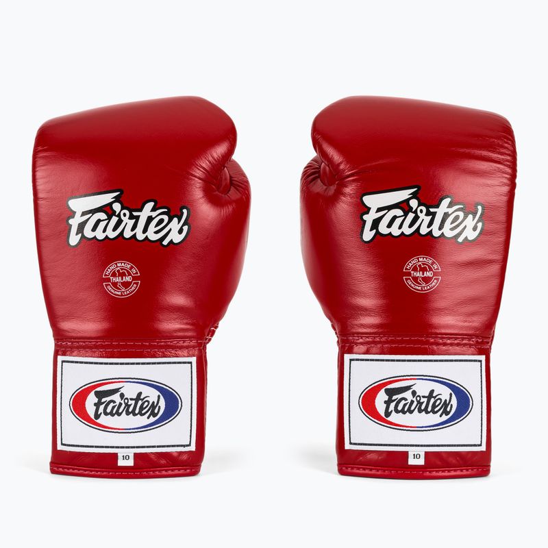 Fairtex Pro Competition Boxing Gloves Locked Thumb Leather red 2