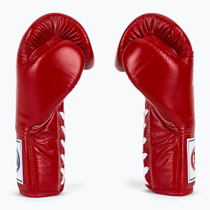 Fairtex Pro Competition Boxing Gloves Locked Thumb Leather red 4
