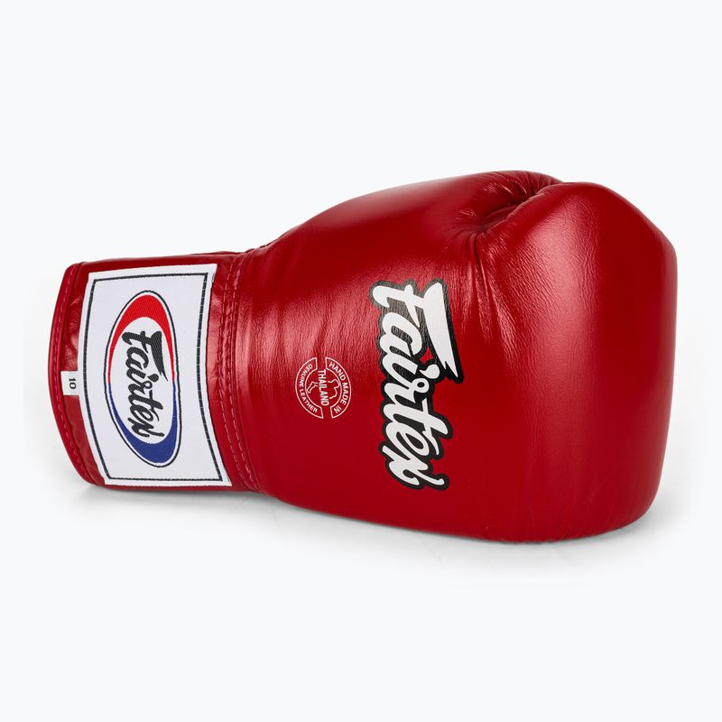 Fairtex Pro Competition Boxing Gloves Locked Thumb Leather red 5