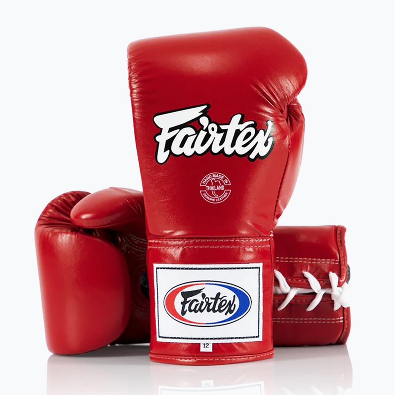 Fairtex Pro Competition Boxing Gloves Locked Thumb Leather red 4