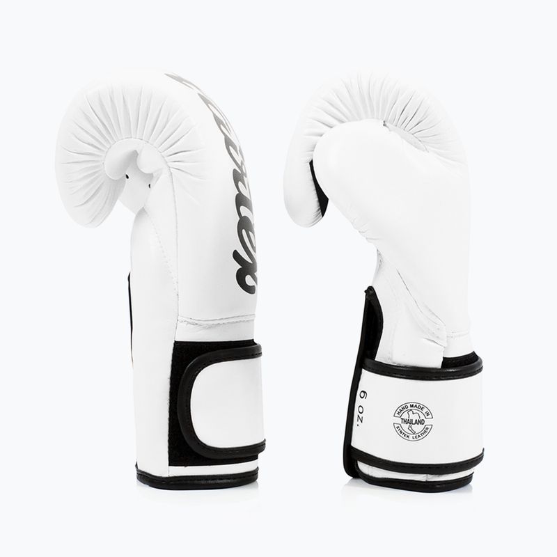 Fairtex Microfiber white boxing gloves 3