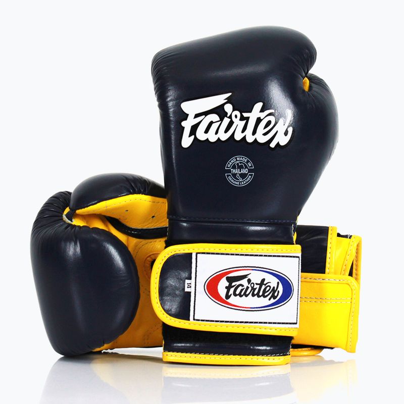 Fairtex Heavy Hitter's Mexican Style blue/yellow boxing gloves 4