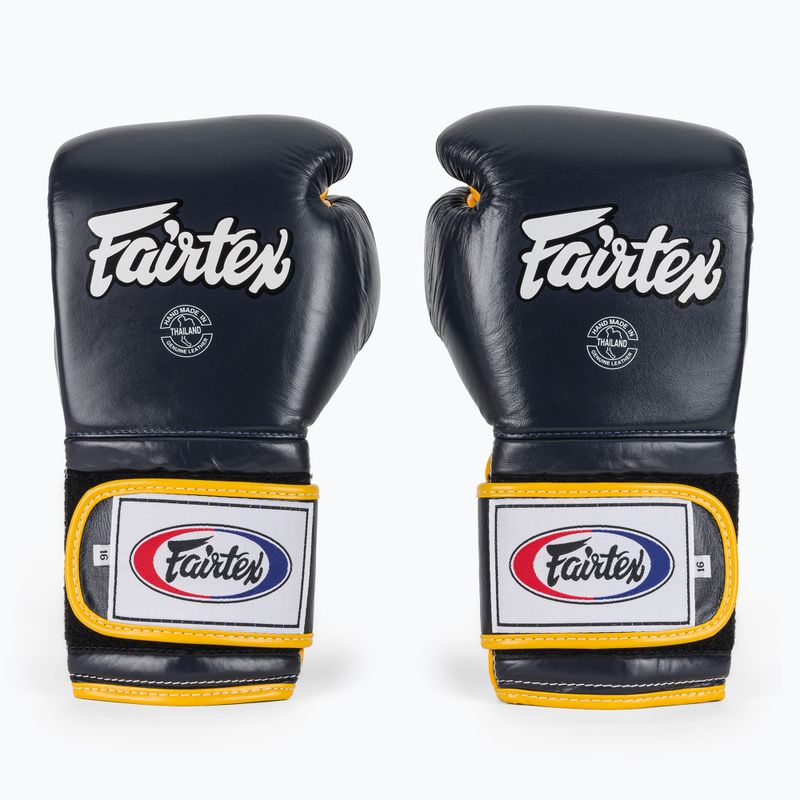 Fairtex Heavy Hitter's Mexican Style blue/yellow boxing gloves 2