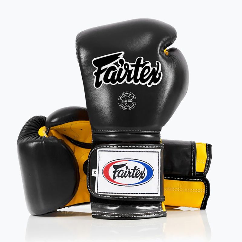 Fairtex Heavy Hitter's Mexican Style boxing gloves black/yellow 4