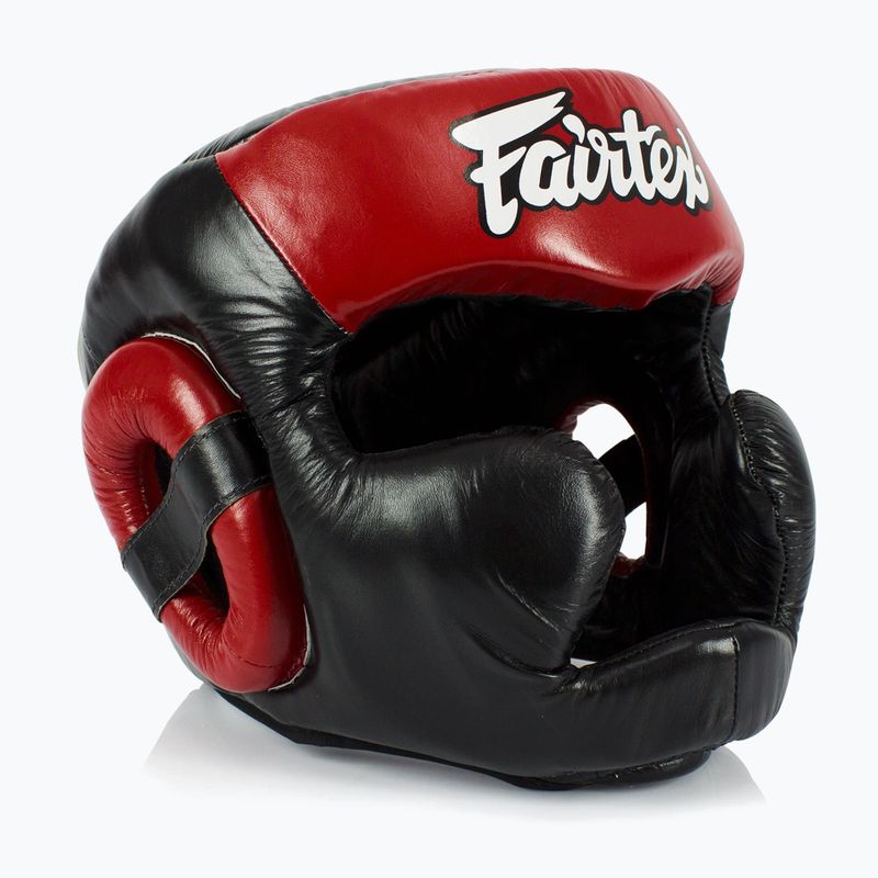 Fairtex Diagonal Vision Sparring Boxing Helmet - Full Head Coverage black/red