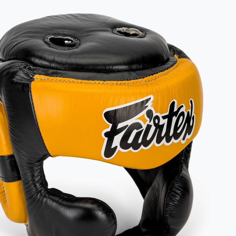 Fairtex Diagonal Vision Sparring Boxing Helmet - Full Head Coverage black/yellow 4