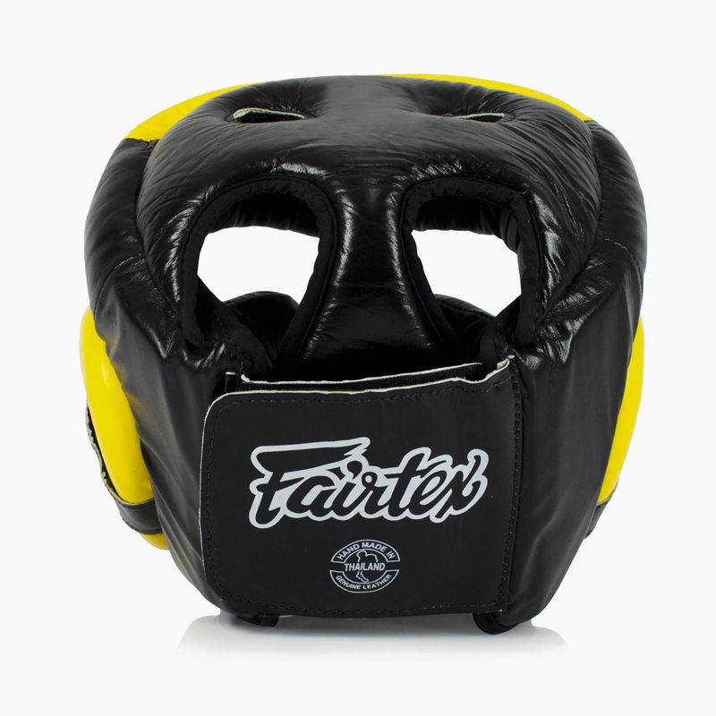 Fairtex Diagonal Vision Sparring Boxing Helmet - Full Head Coverage black/yellow 3