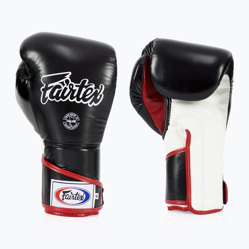 Fairtex Stylish Angular Sparring Boxing Gloves - Locked Thumb black/white/red