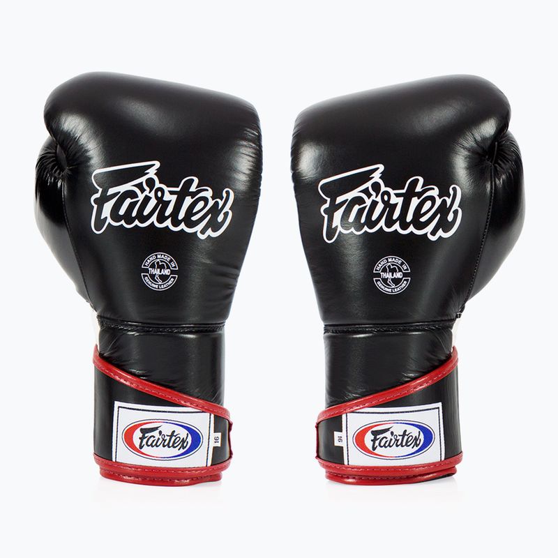 Fairtex Stylish Angular Sparring Boxing Gloves - Locked Thumb black/white/red